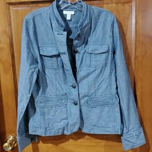 Charter Club 4 pocket Button Cuff Denim Jacket Blue Sz M Regular